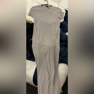 Gray, ribbed, maternity t-shirt dress. Never worn, size 8.